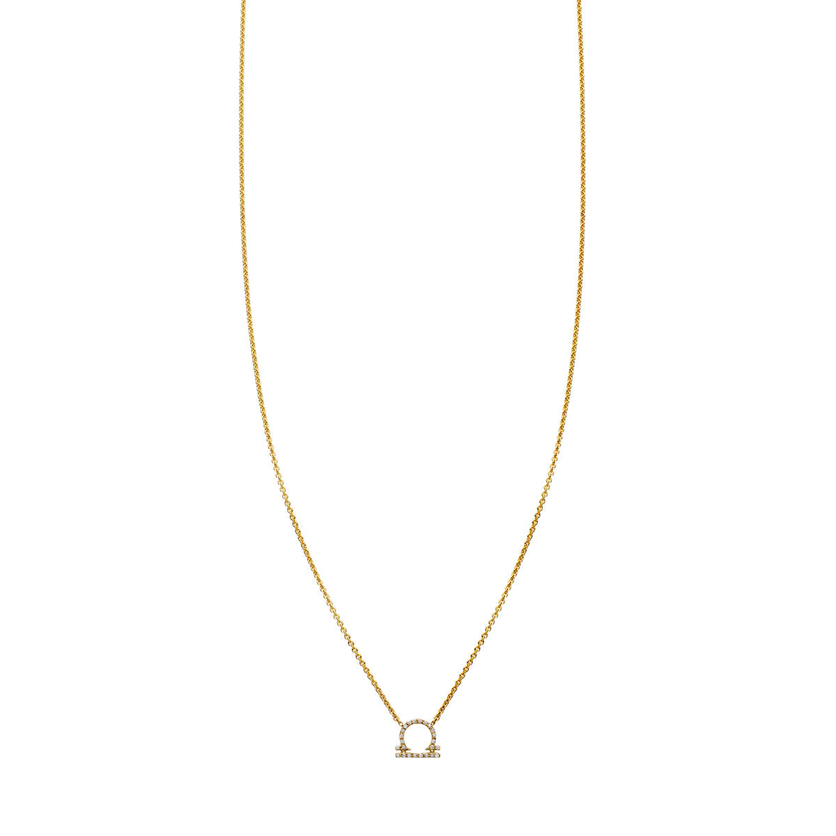 Libra zodiac constellation diamond gold necklace with pave-set scales pendant, delicate 7x8mm in rose, white or yellow gold