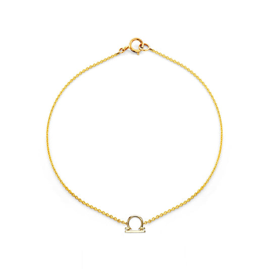 Libra zodiac bracelet in 14k gold, delicate symbol of balance and harmony, elegant timeless gift