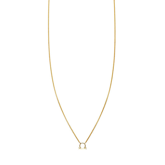 Delicate 14k gold Libra zodiac necklace with weighing scales constellation pendant, minimalist 5mm charm