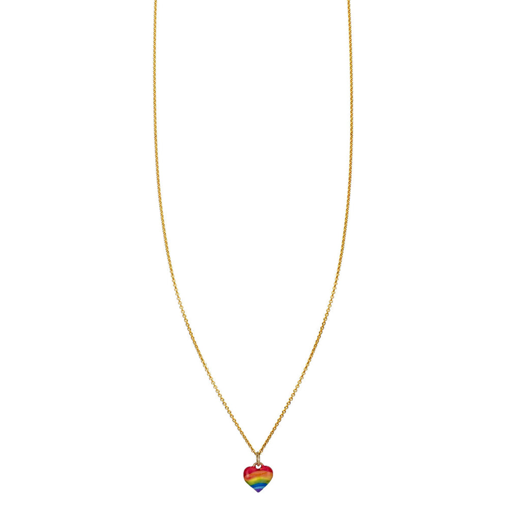 limited edition petite enamel gold rainbow heart necklace