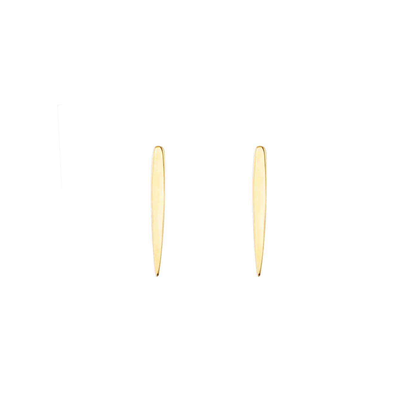 14k yellow gold long drop stud earrings, 21mm, minimalist elegance for versatile day-to-night wear