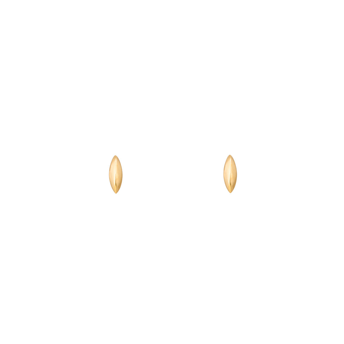 Phoenix Roze Marquee Eye Stud Earrings in 14k yellow gold, marquise silhouette, polished finish, handcrafted in NYC.