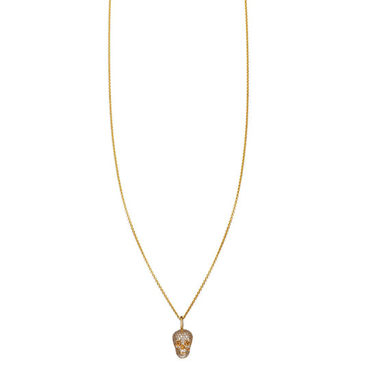 medium diamond skull gold necklace