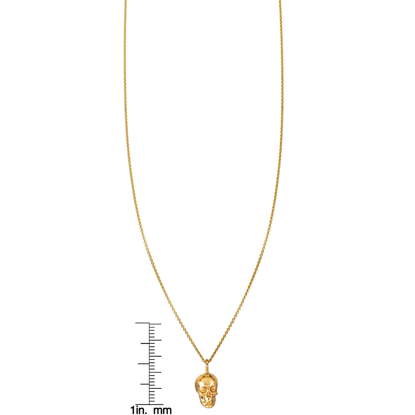 medium gold skull necklace with ruler