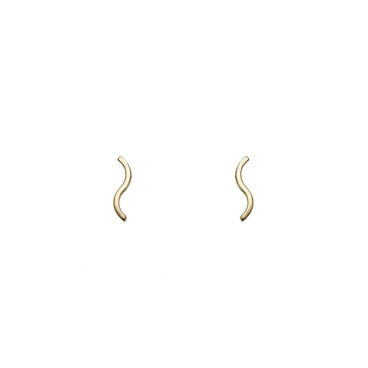 Mini wave 14k gold earrings, delicate and chic 11mm design, lightweight for effortless everyday style