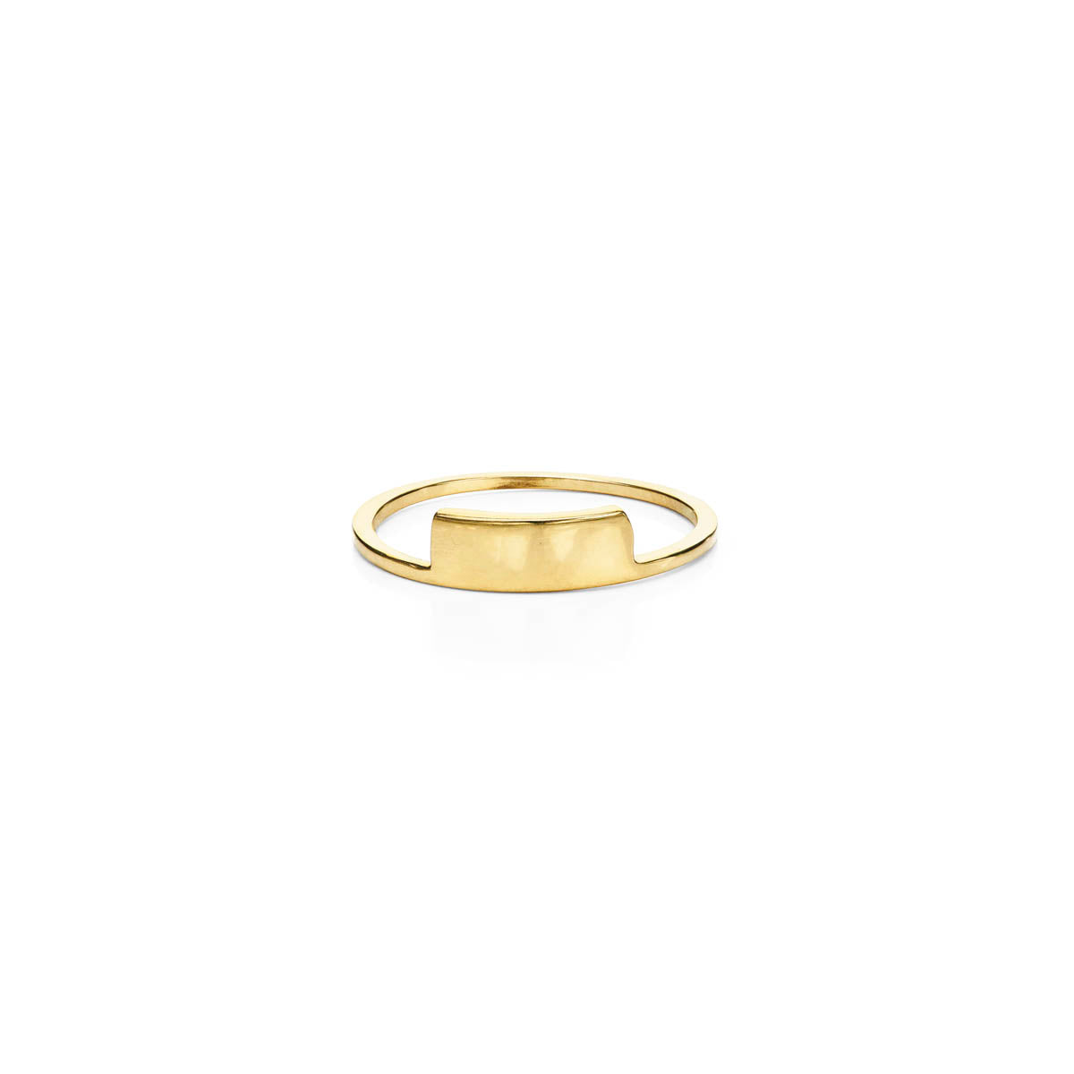 Minimalist cantilever 14k gold ring with architectural, engineering-inspired design for the chic modern woman.