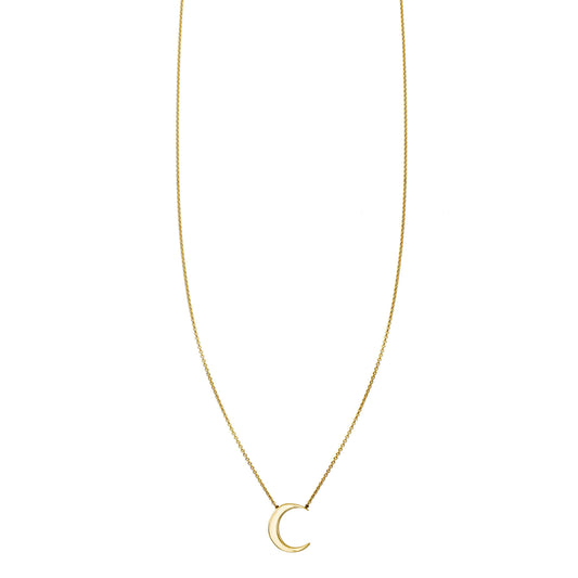14k solid gold crescent moon necklace, delicate tiny charm pendant for everyday wear or special occasions