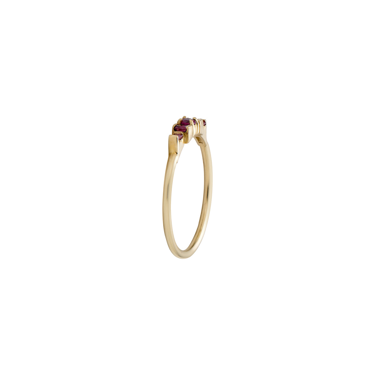 Multi-bar ruby ring by Phoenix Roze, sleek stacked design with vivid rubies—modern minimalist fine jewelry.