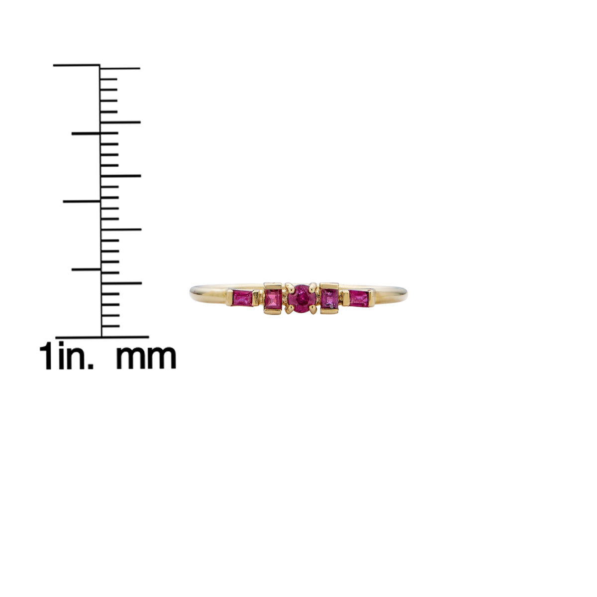 Phoenix Roze multi-bar ruby stacking ring, modern multi-band design with vivid red rubies