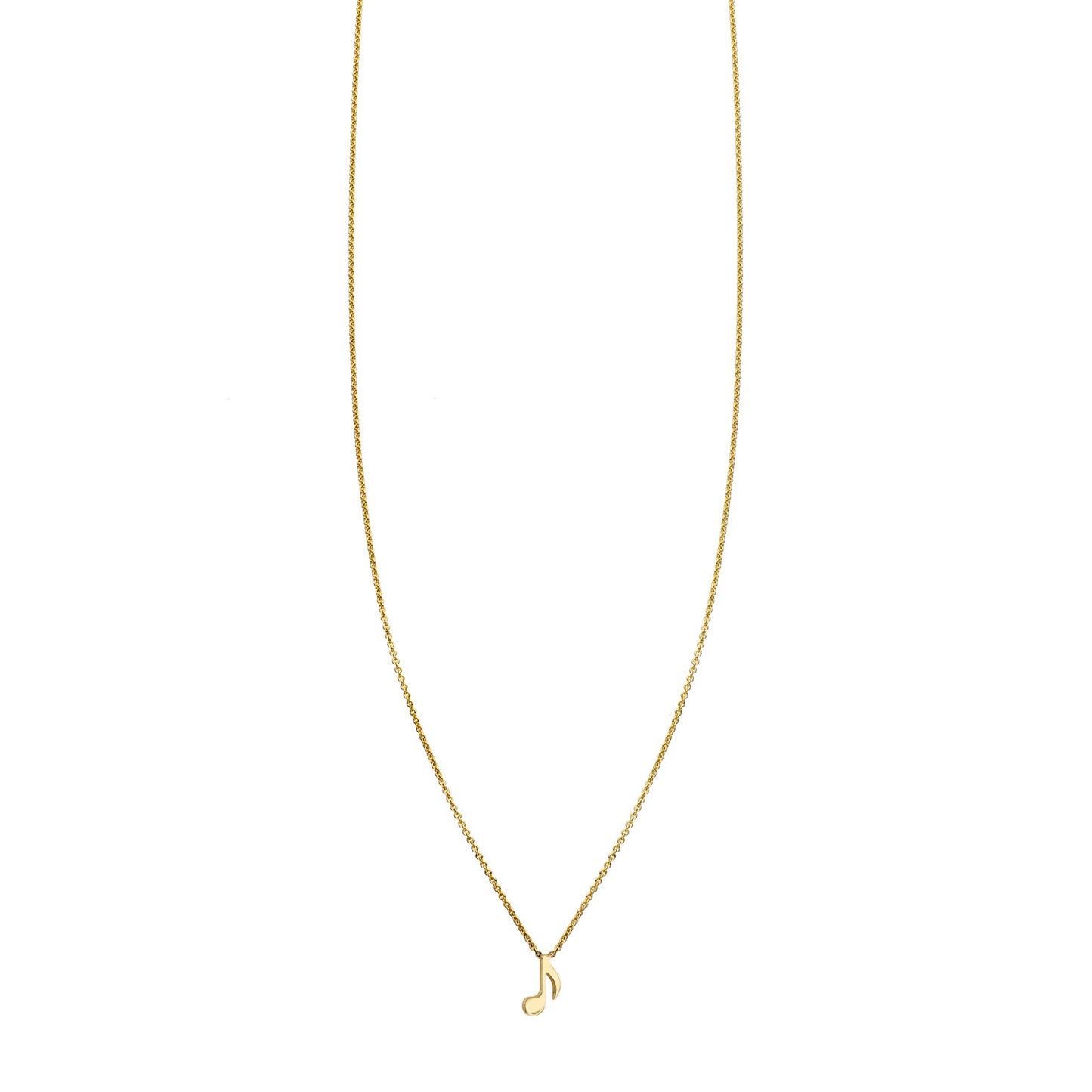 Exquisite musical note mini charm necklace in solid 14k yellow gold, handcrafted in NYC for music lovers.