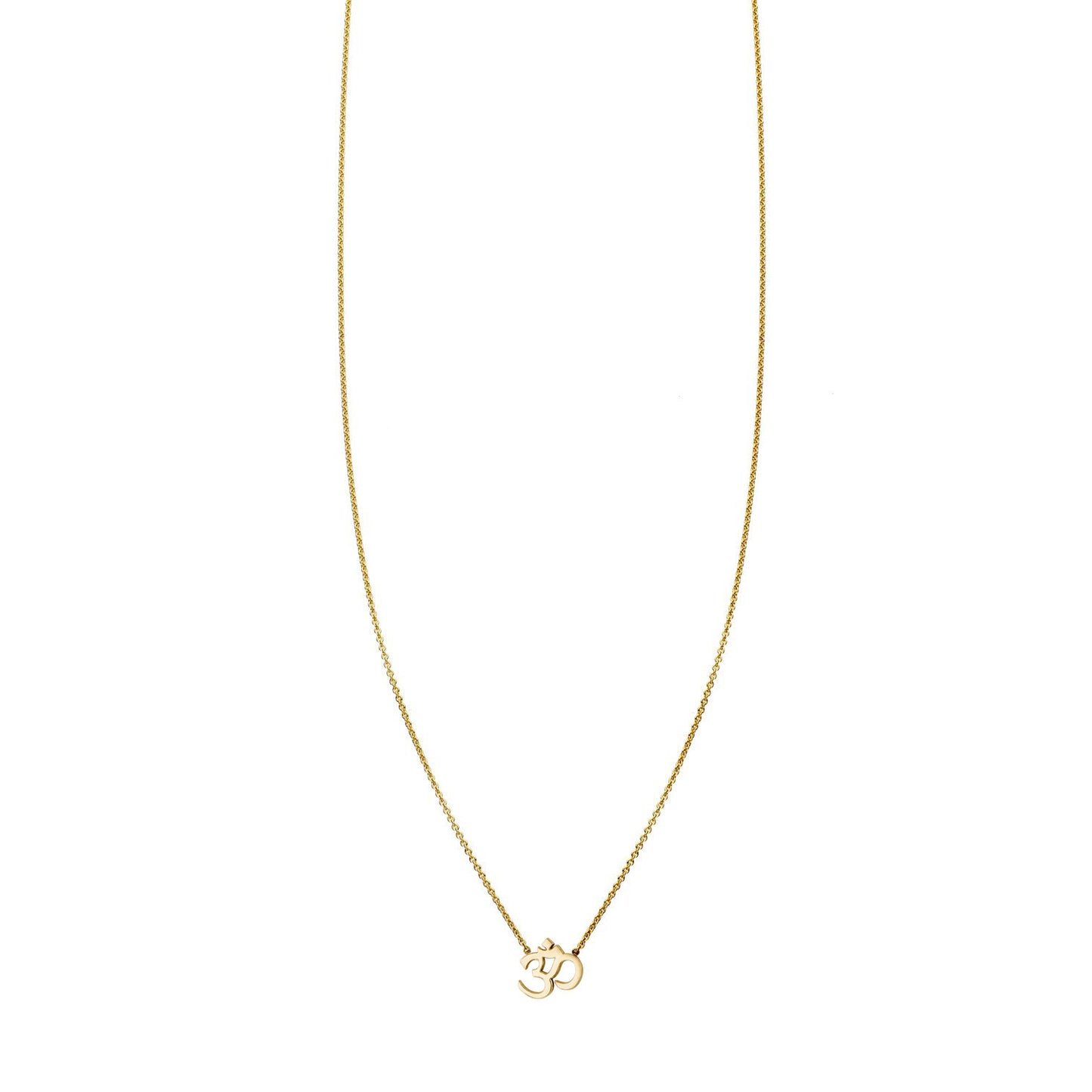 14k yellow, white or rose gold Yoga Ohm dainty charm petite necklace, sacred sound symbol, handmade in NYC