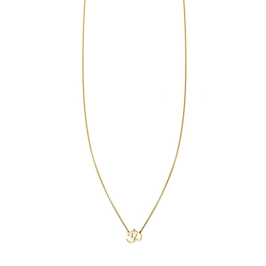 14k yellow, white or rose gold Yoga Ohm dainty charm petite necklace, sacred sound symbol, handmade in NYC