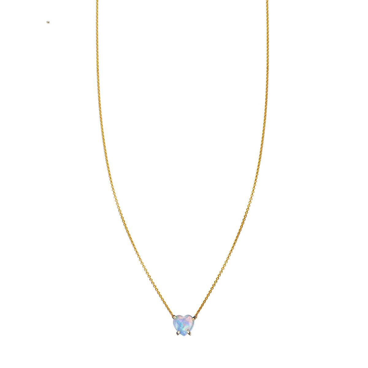Limited edition 6mm heart-shaped opal pendant necklace in white gold, one-of-a-kind design.