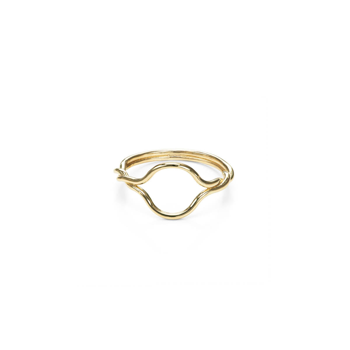 Phoenix Roze open twist 14k gold ring with two delicate twisting bands; minimalist statement, also in smaller size