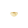 Women’s 14K yellow gold oval signet ring with smooth polished face; engravable, minimalist, handmade in NYC