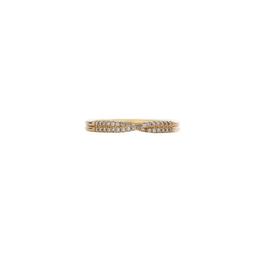 pave diamond crossover gold ring