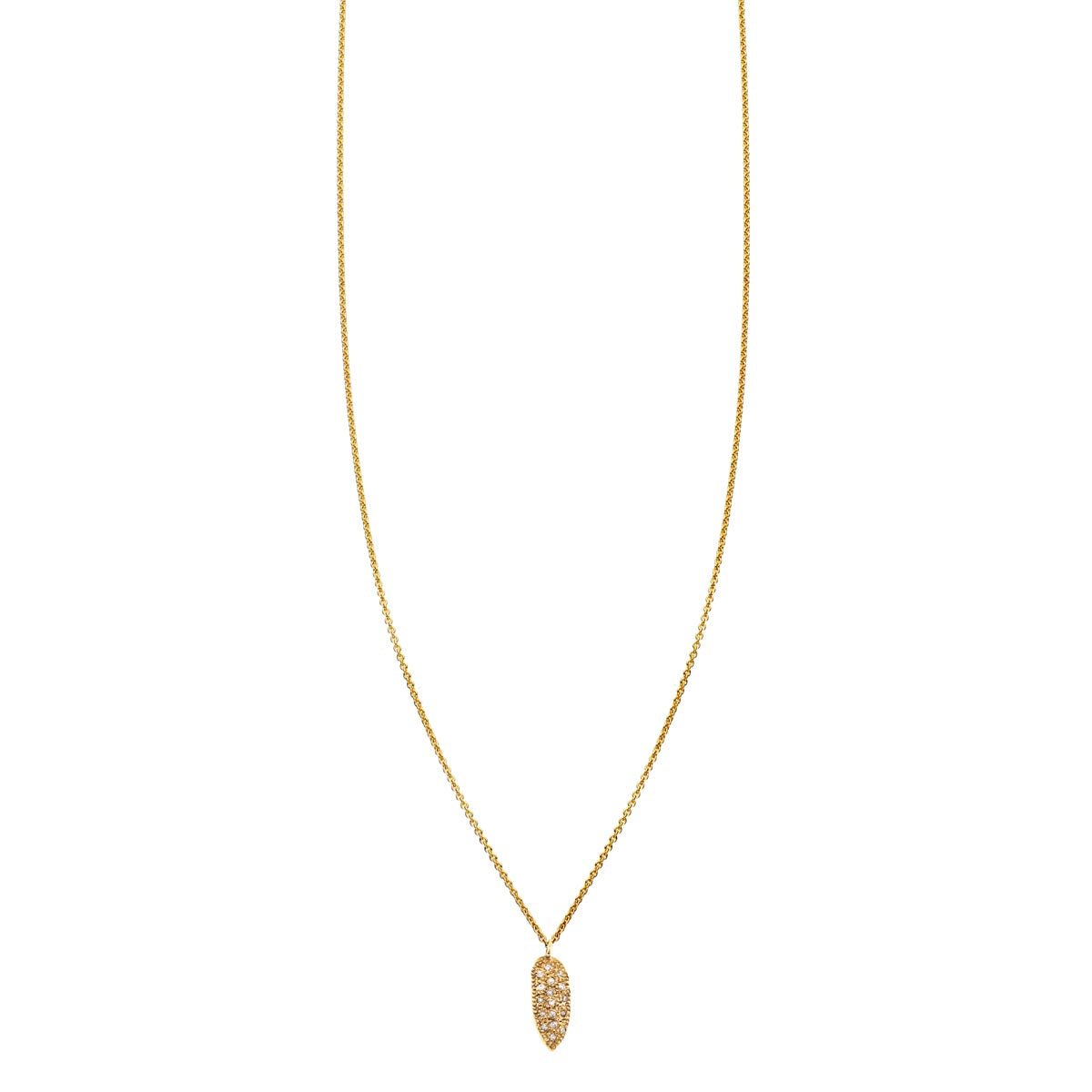 Pavé diamond gold chip necklace in 14k yellow, white or rose gold, handcrafted in NYC, timeless sparkle