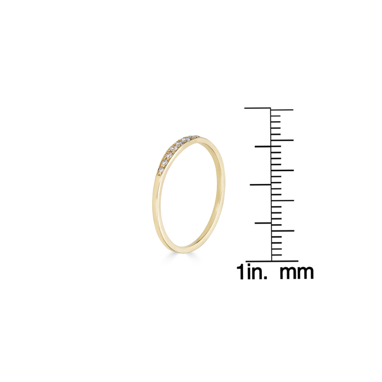 Phoenix Roze pavé diamond tapered band ring in 14k gold, delicate stacking wedding band with sparkle