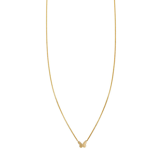 Petite solid 14K gold butterfly necklace - delicate symbol of hope and transformation, dainty for everyday wear