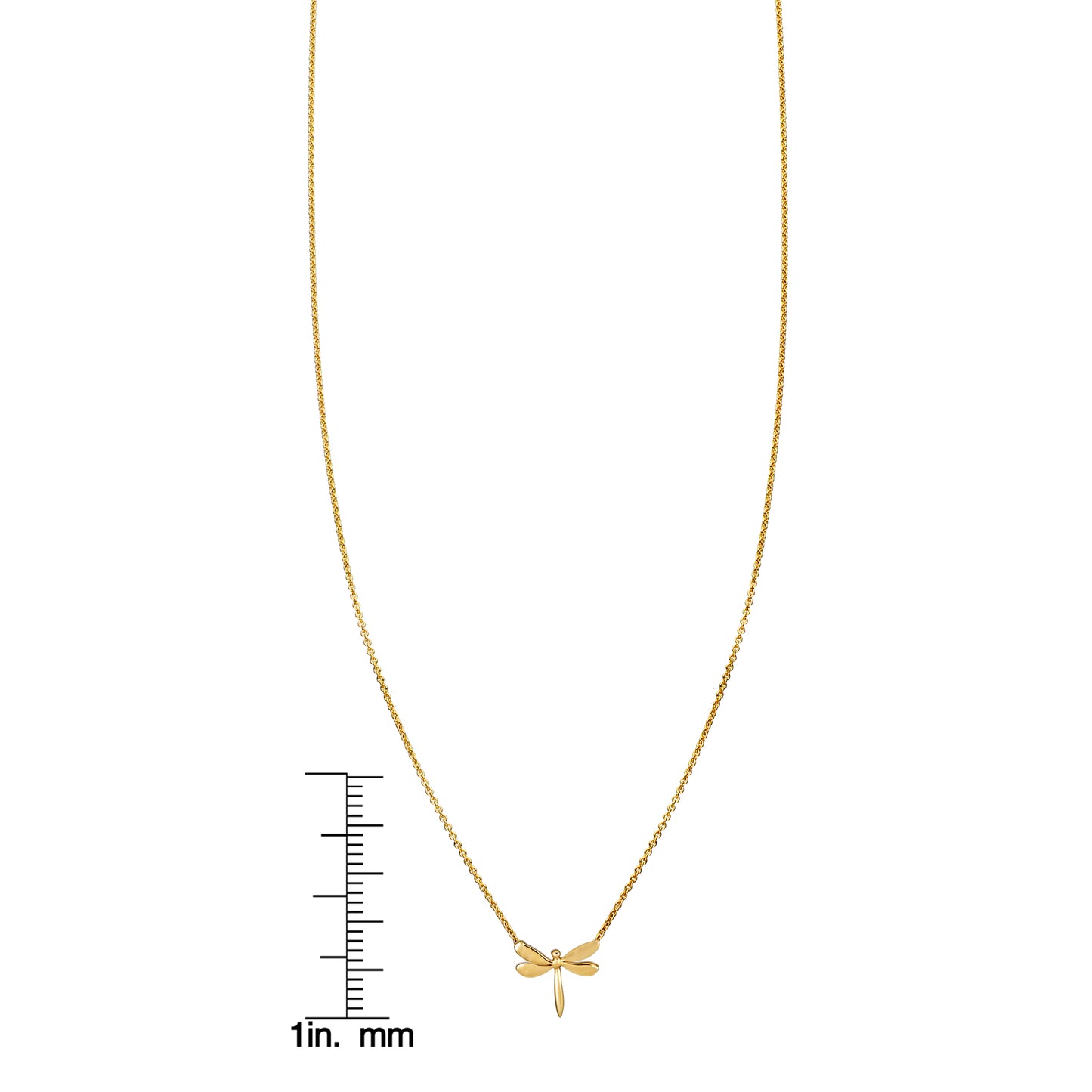 petite gold dragonfly necklace with ruler