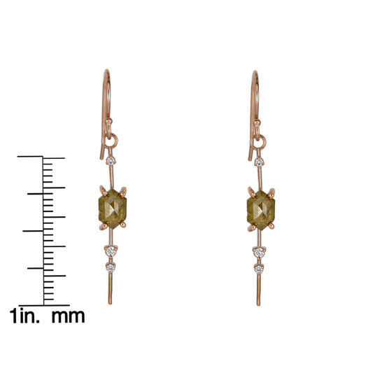 Raw & Round Diamond Pendulum Earrings