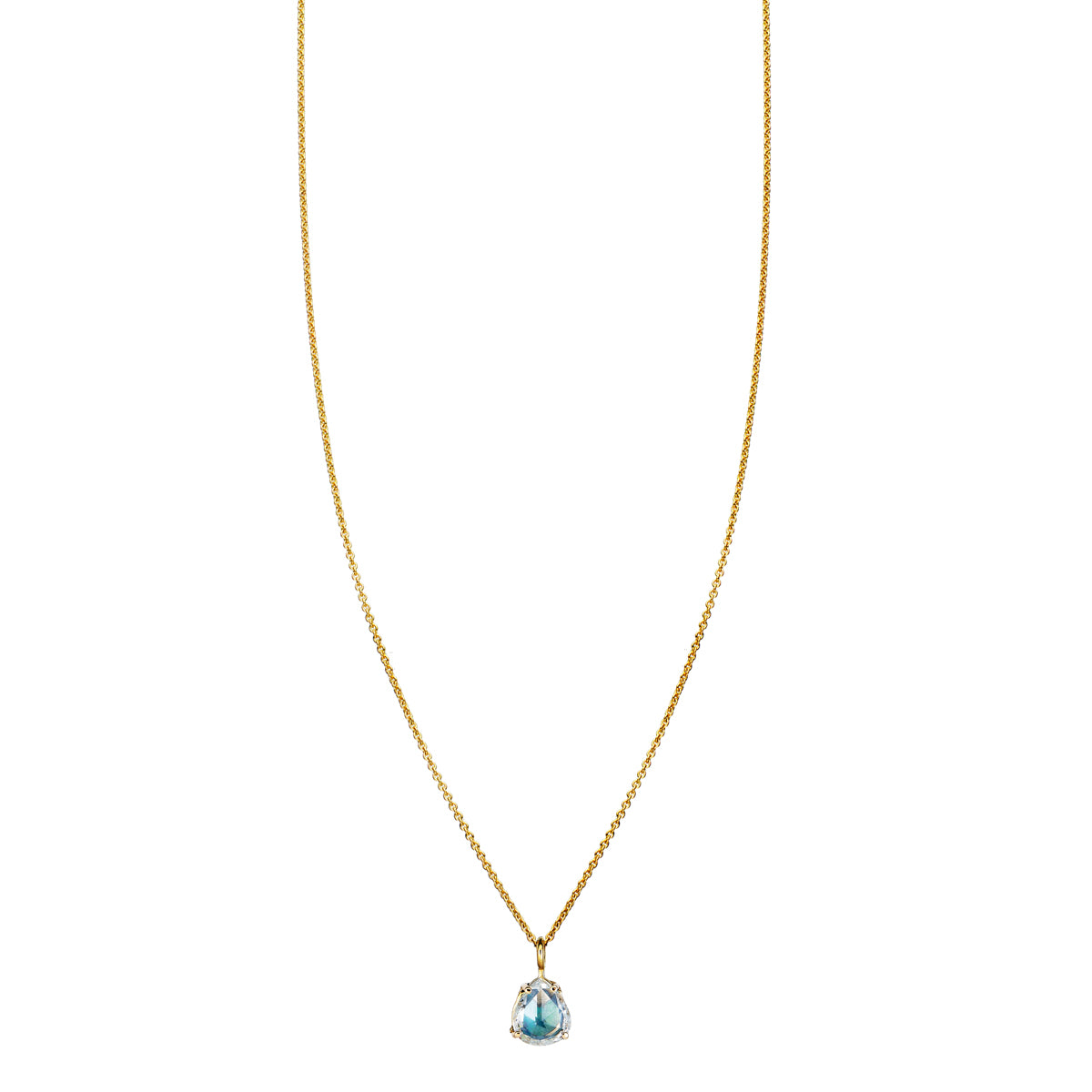 14k gold 0.52ct rose-cut diamond necklace with opal heart inlay, rosebud-shaped - unique Phoenix Roze fine jewelry.