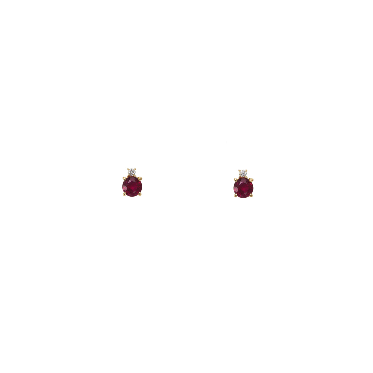 14k gold ruby stud earrings with diamond accents, 3x5mm, elegant gift-ready sparkle by Phoenix Roze