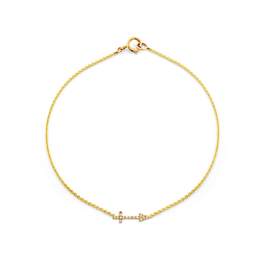 Phoenix Roze Sagittarius diamond zodiac bracelet with archer arrow in 14k gold; rose, white, or yellow gold.