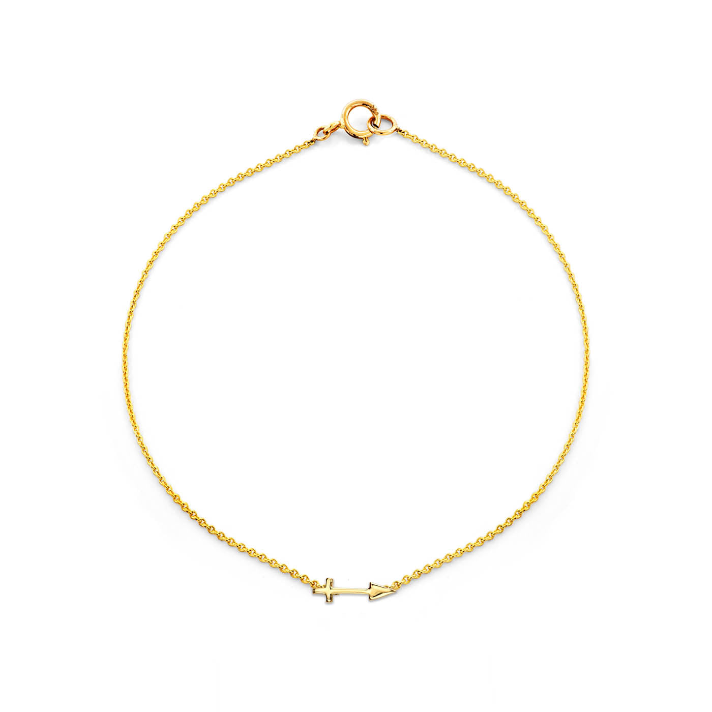 Delicate 14k gold Sagittarius arrow pendant zodiac bracelet for 6.75in wrist by Phoenix Roze