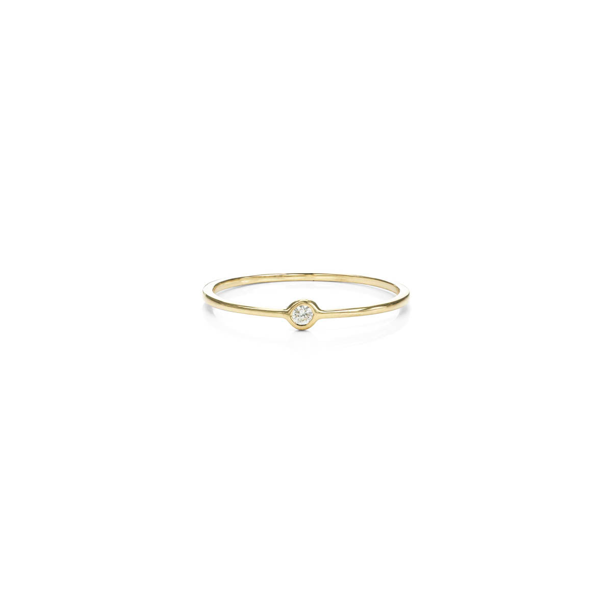Single diamond halo ring on thin 14k gold band, modern stacking ring, elegant minimalist jewelry for women