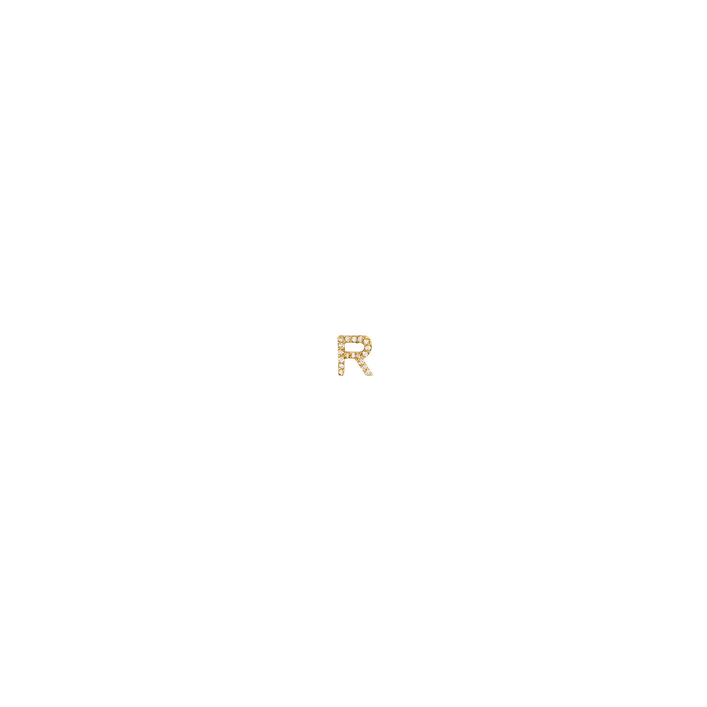 Singular and bold: single diamond letter initial stud earring in 14k gold with pave-set white diamonds, sold individually