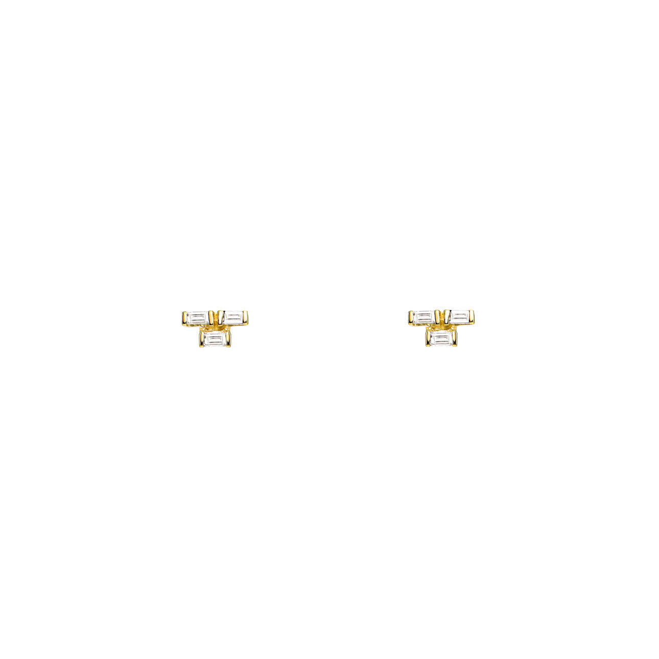 Phoenix Roze Small Empire earrings with three emerald-cut diamonds in a pyramid stack, in rose, white, or yellow gold