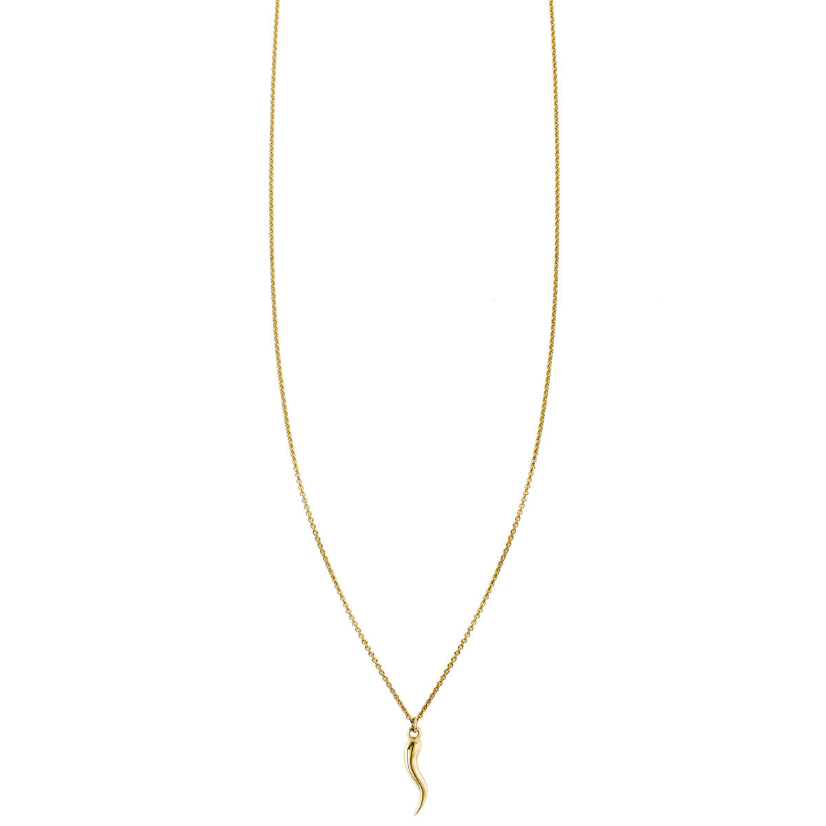 Italian Horn Charm Necklace in solid 14k gold—protective good luck talisman, handcrafted in NYC for everyday layering