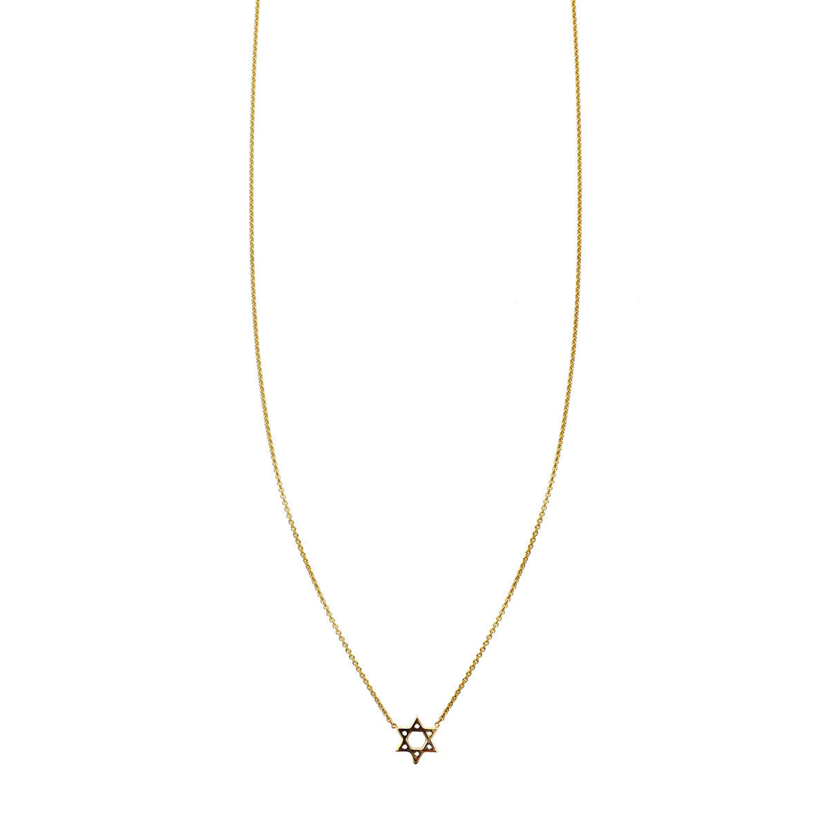 Solid 14k gold Magen David (Star of David) charm necklace, hand-polished in NYC; delicate chain, symbol of faith and identity