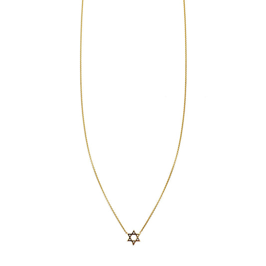 Solid 14k gold Magen David (Star of David) charm necklace, hand-polished in NYC; delicate chain, symbol of faith and identity