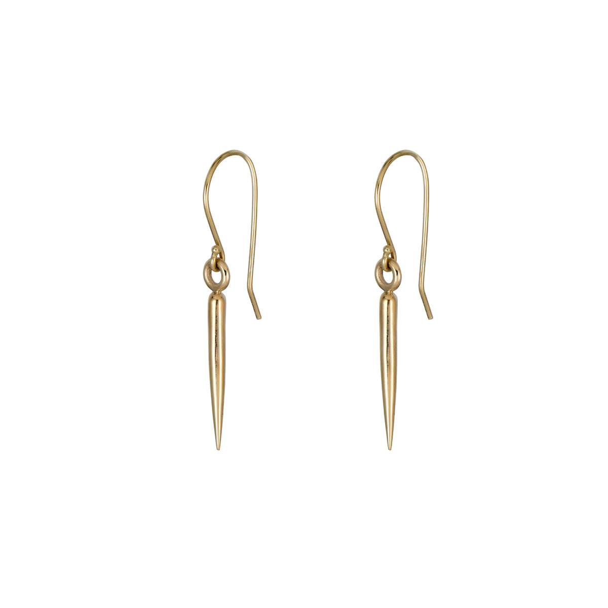 Small needle gold drop hook earrings, 30mm classic contemporary design, also available in 35mm and 45mm.