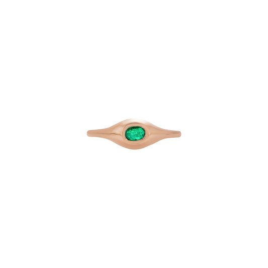 14k gold oval emerald signet ring - modern heirloom in yellow, white, or rose gold, perfect May birthstone gift