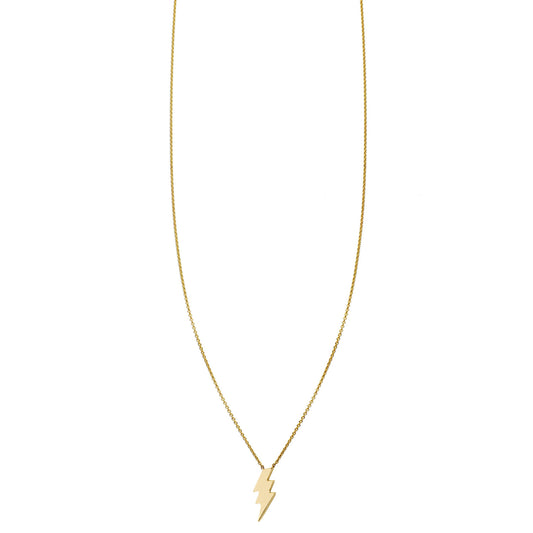 14k yellow gold lightning bolt pendant necklace, small electric charm on delicate chain