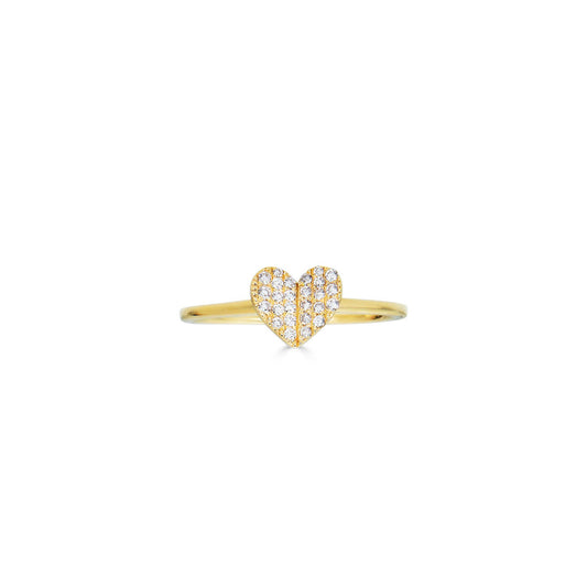 small white diamond folded heart ring PRR 500 WD