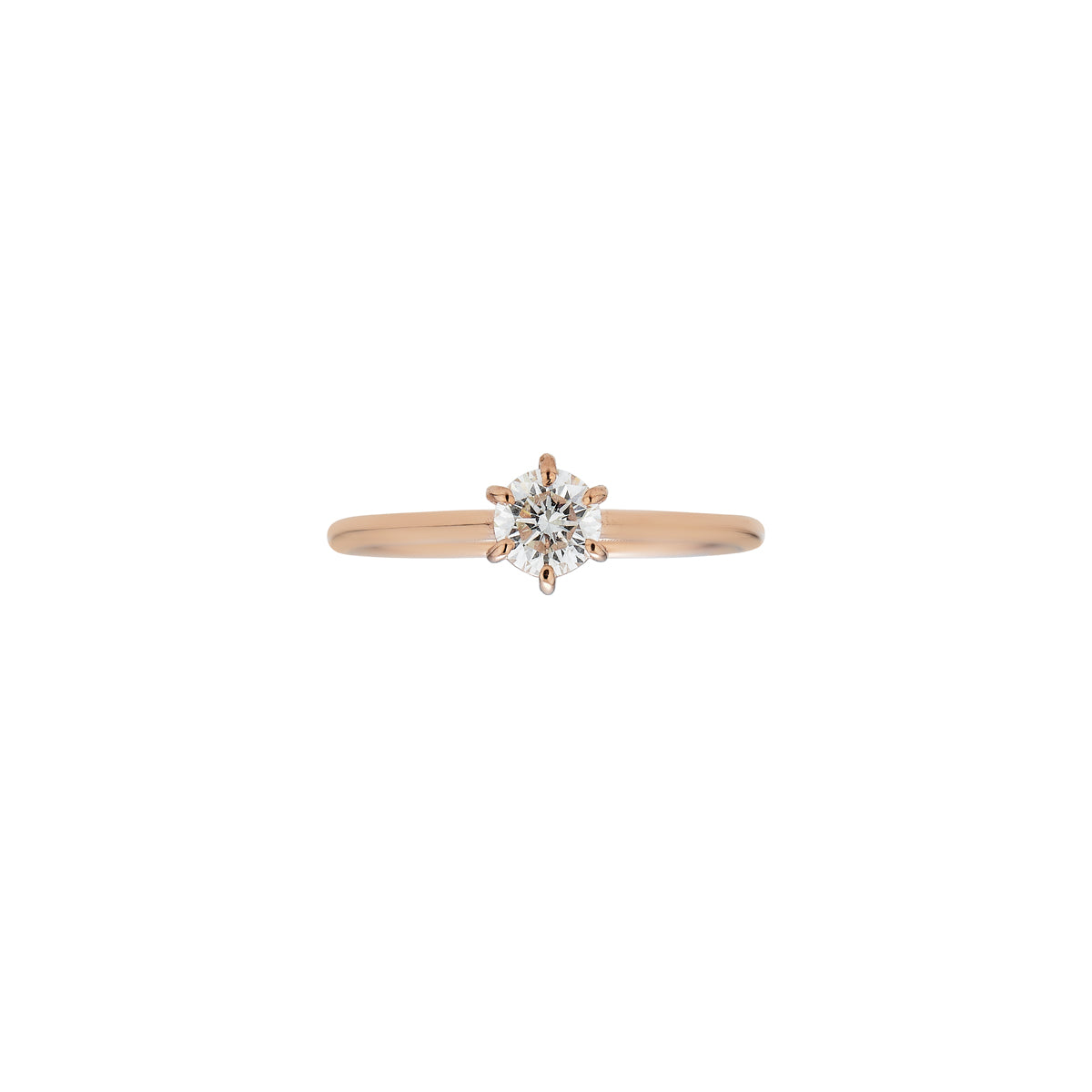 Delicate .45ct solitaire diamond engagement ring in 14k rose gold—a modern classic sure to delight your future fiancé.