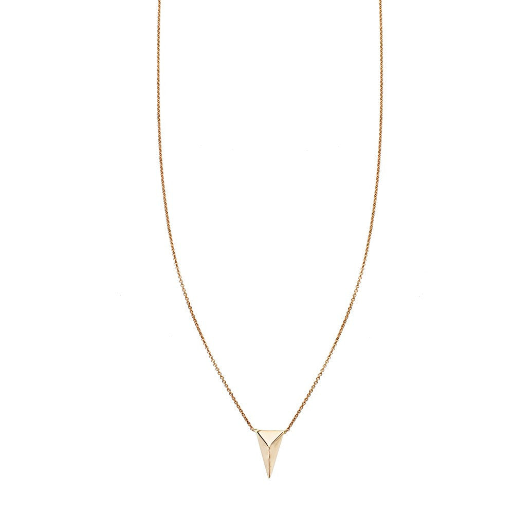 Spike punk charm necklace in solid 14k gold, punk rock edge, handcrafted in NYC; yellow, white, or rose gold.