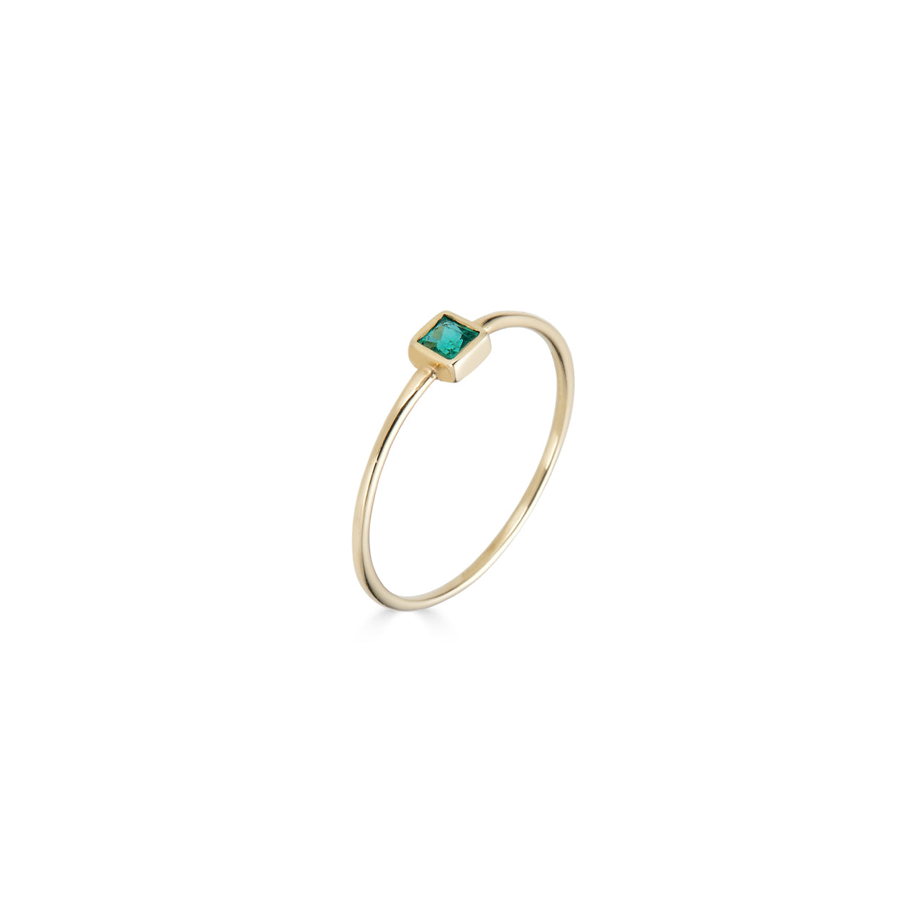 Stunning square-cut emerald ring on a delicate band by Phoenix Roze – elegant fine jewelry statement piece