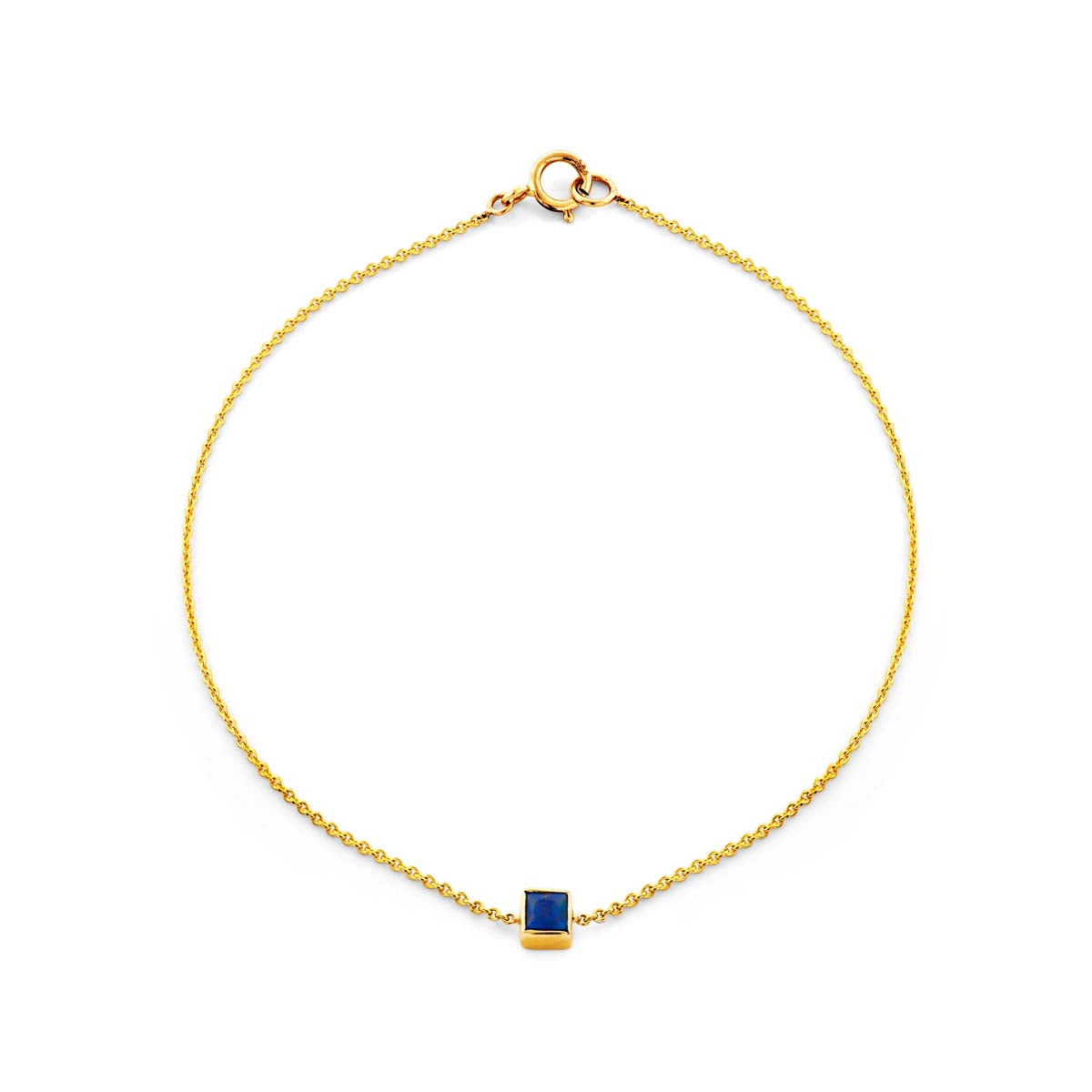 Square-cut Ceylon sapphire bracelet in 14k yellow, white or rose gold, 2.5mm, 6.75in, handcrafted in NYC