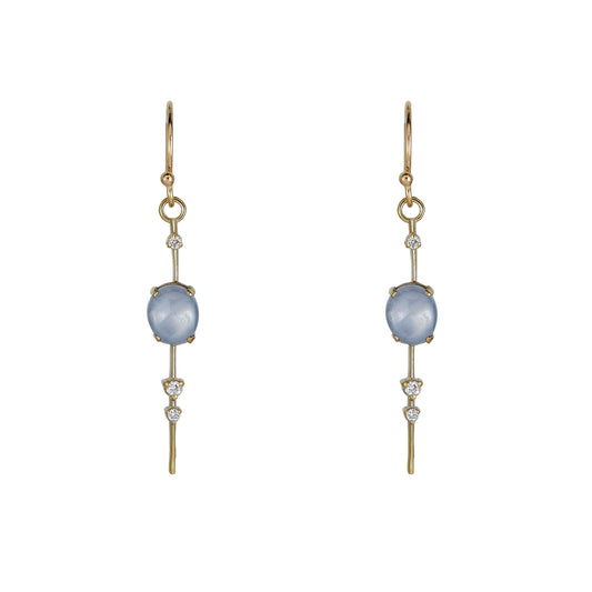 star sapphire diamond pendulum earrings