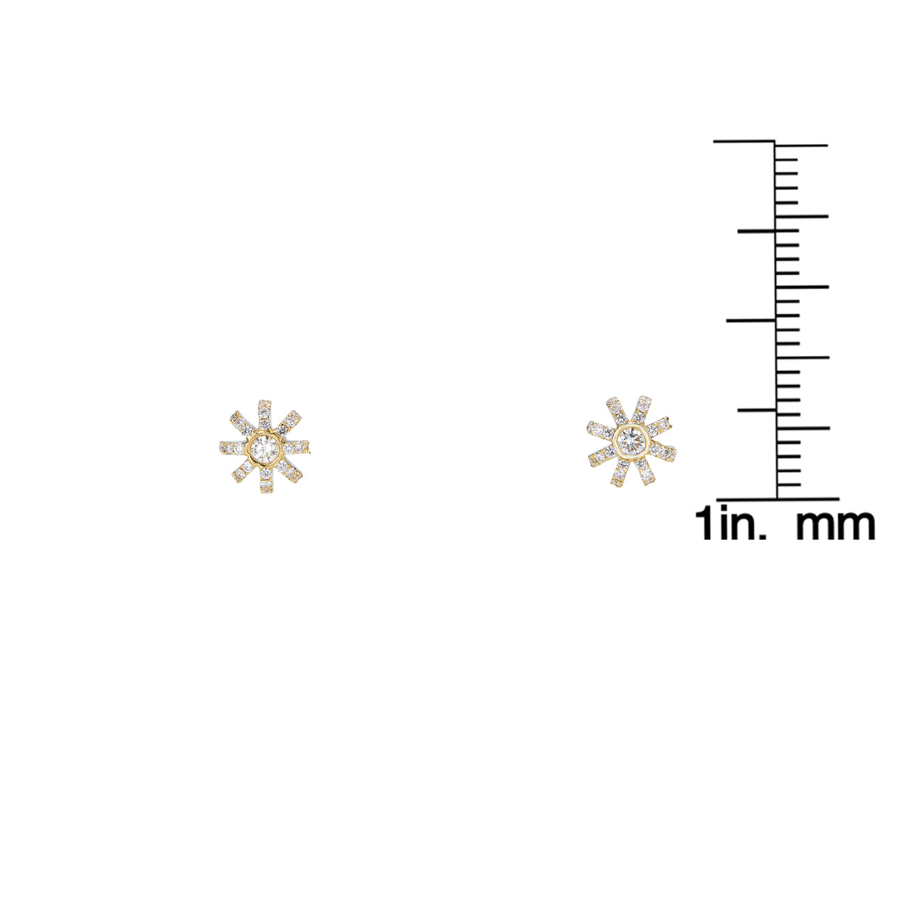 Sunburst stud earrings with radiant ray design, delicate everyday studs by Phoenix Roze