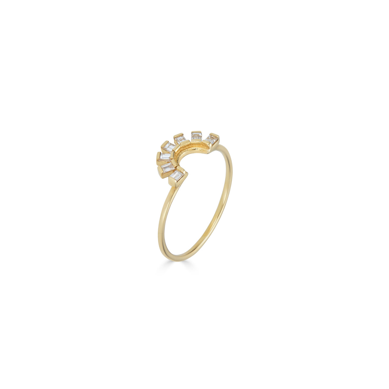 Phoenix Roze Sunrise baguette diamond ring, modern stacking band with sparkling stones for everyday elegance