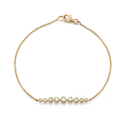 Tapered Halo Diamond Bracelet, 14k 23mm pendant with 0.25ct white diamonds, hand-linked chain, rose gold