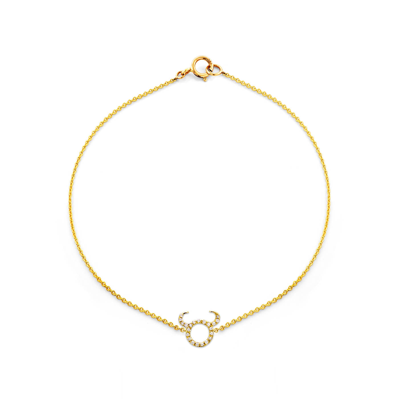 Taurus diamond zodiac bracelet in 14K gold by Phoenix Roze, bull constellation pendant in rose, white, yellow gold