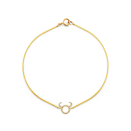 Taurus diamond zodiac bracelet in 14K gold by Phoenix Roze, bull constellation pendant in rose, white, yellow gold