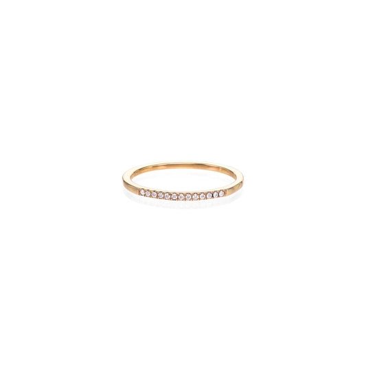 Phoenix Roze thirteen diamond 14k gold band, 1mm thin stacking ring, 0.06ctw, elegant women’s wedding or everyday accent